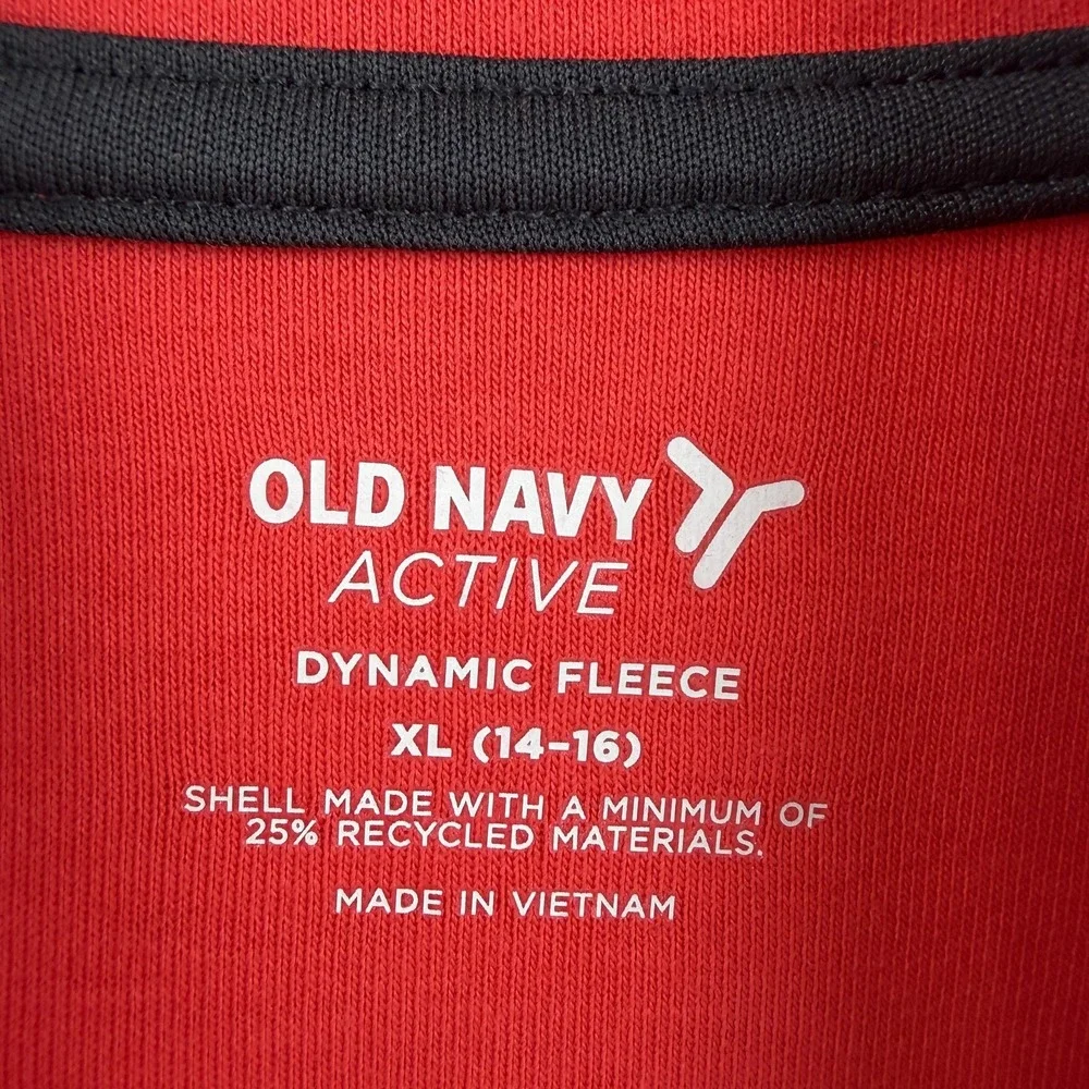 Old Navy Active Kids XL 14-16 Red Dynamic Fleece Pullover Hoodie Zip Pockets